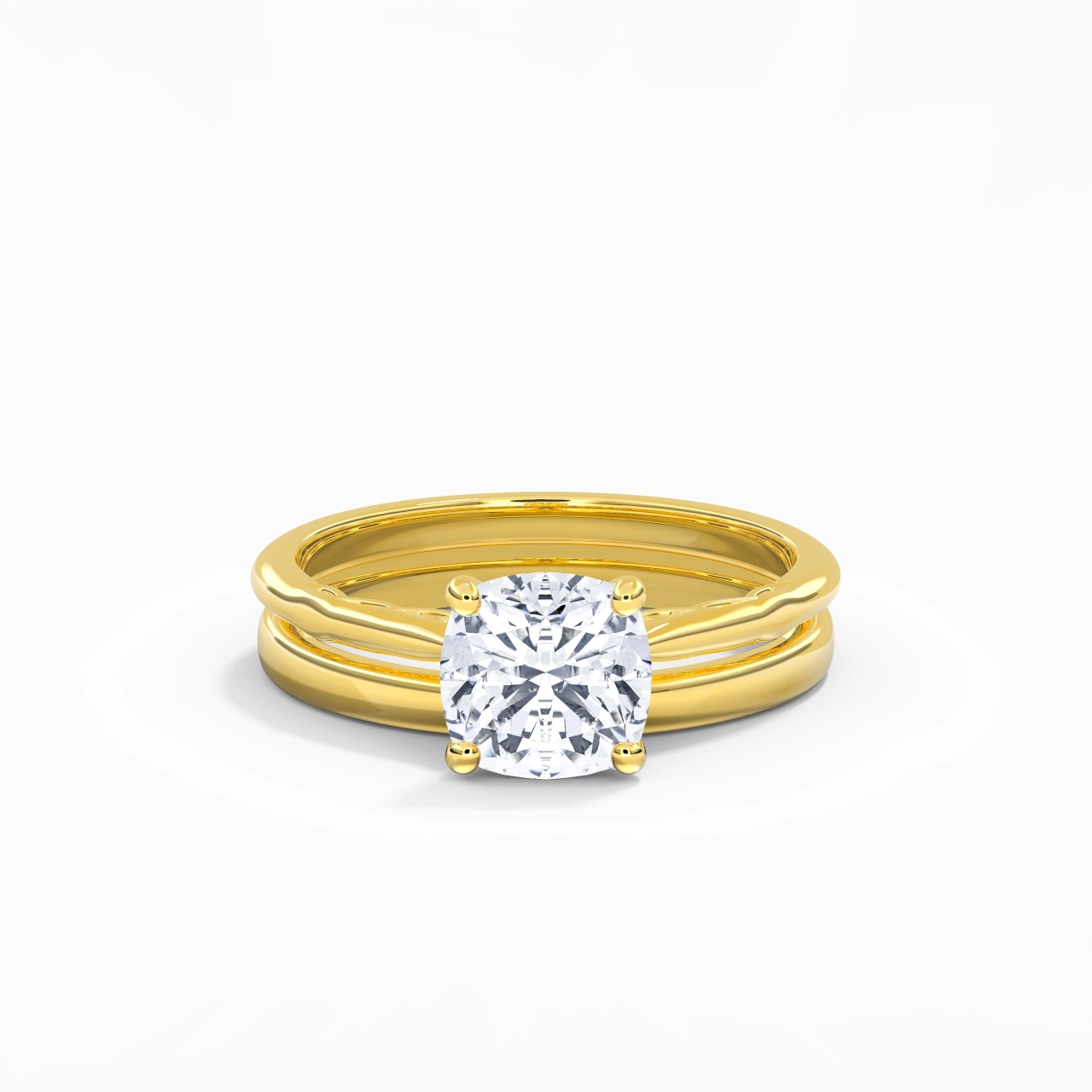 14K Gold Solitaire Traditional Shank Bridal Set