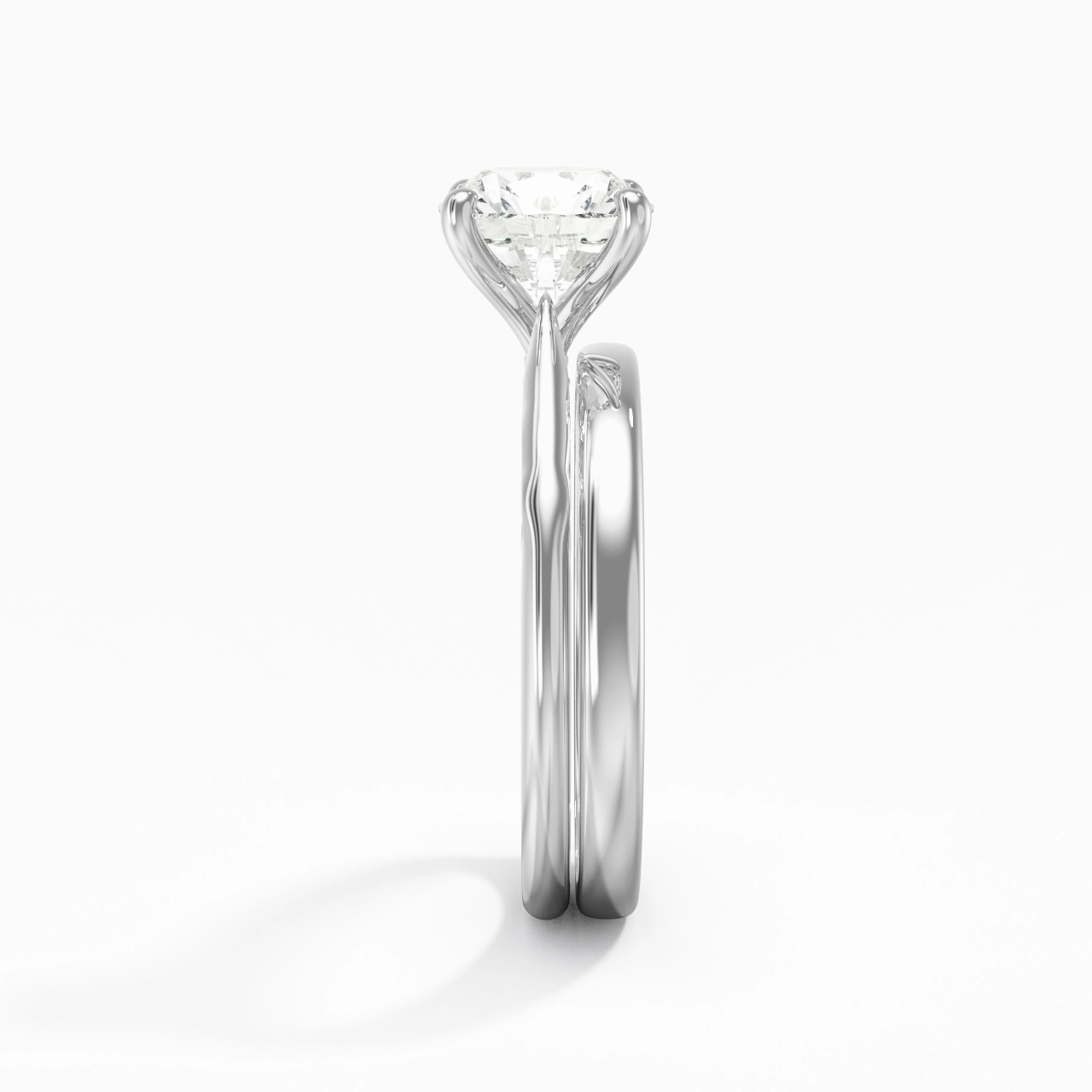 18K White Gold Solitaire Traditional Shank Bridal Set