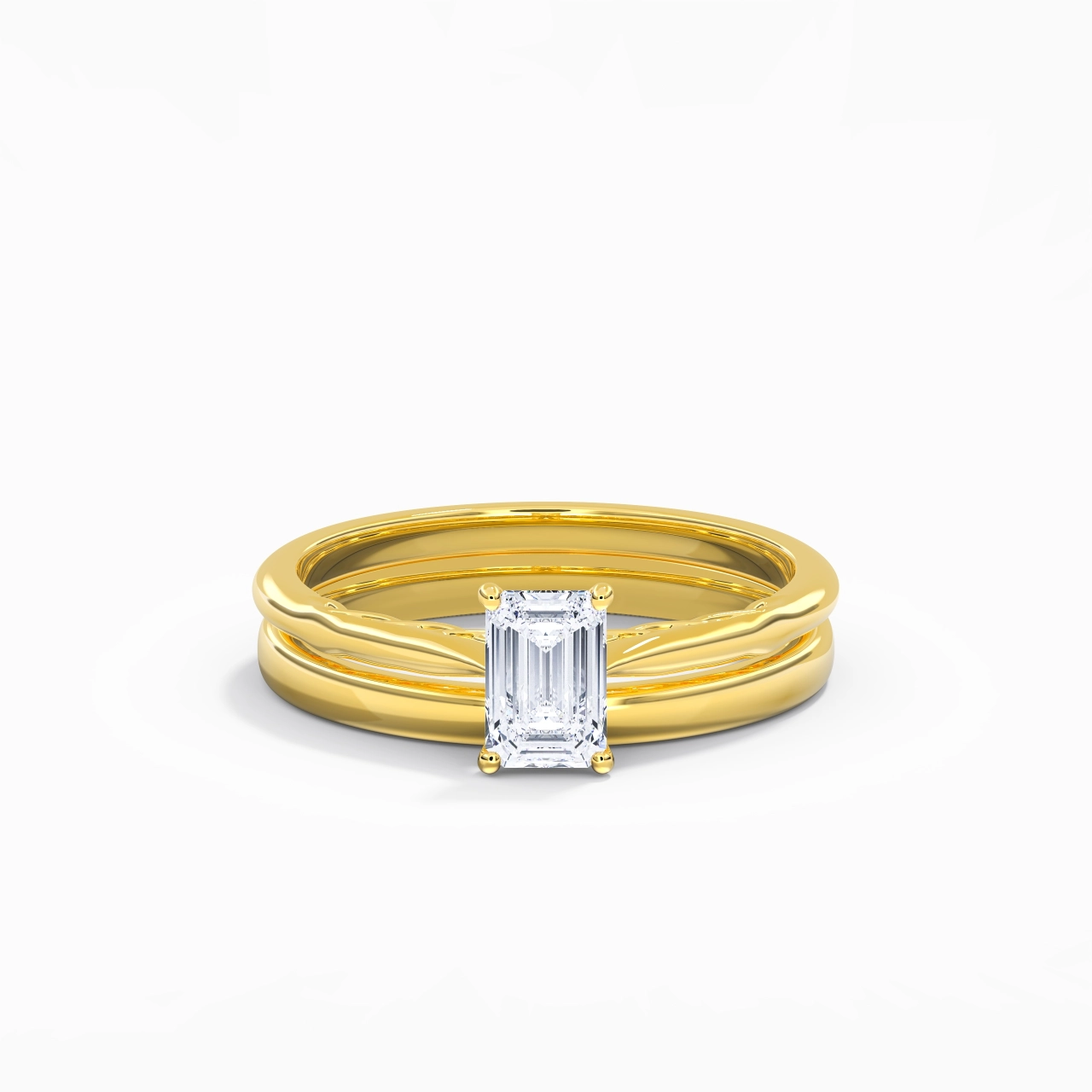 14K Gold Solitaire Traditional Shank Bridal Set