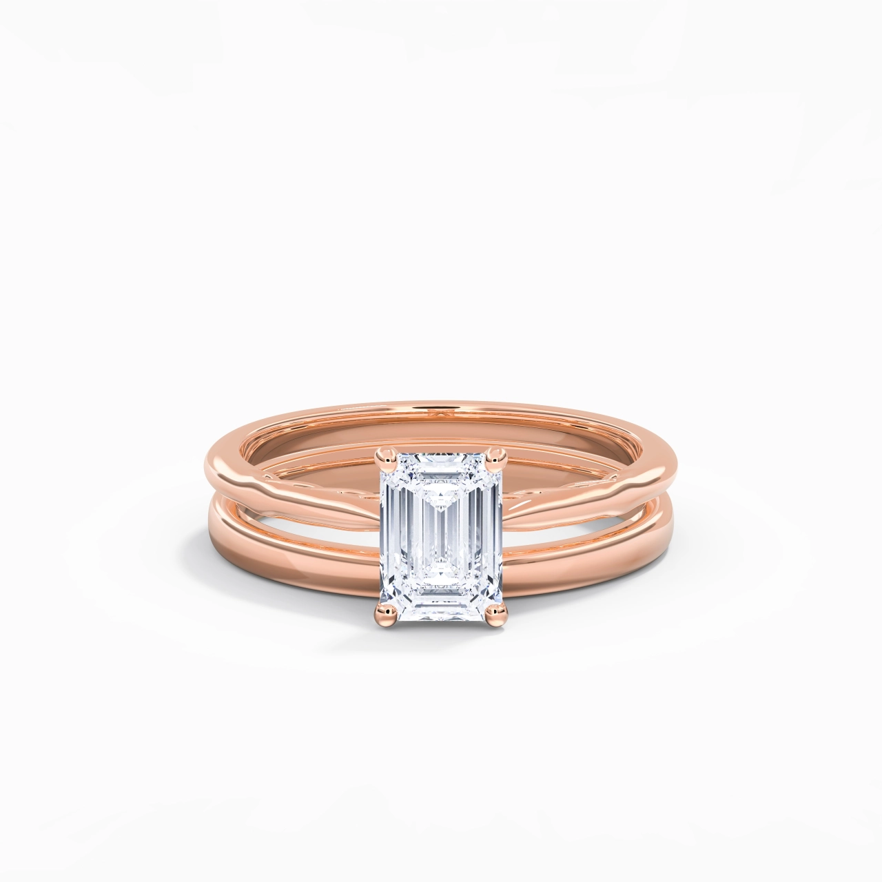 18K Rose Gold Solitaire Traditional Shank Bridal Set