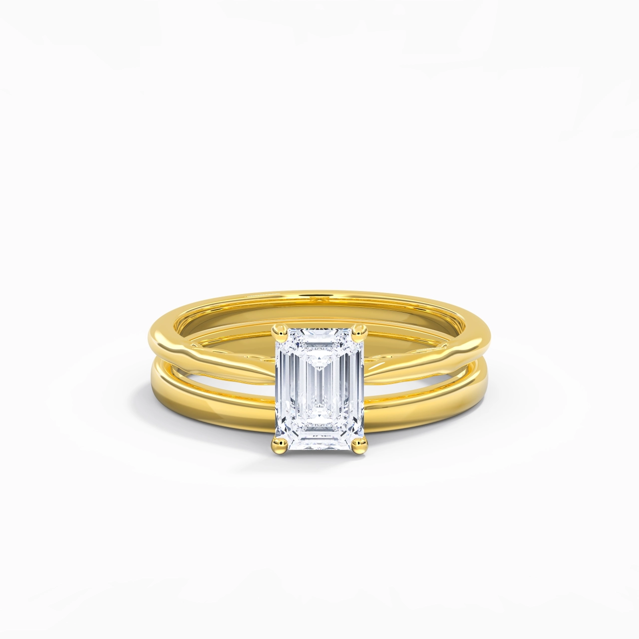 14K Gold Solitaire Traditional Shank Bridal Set