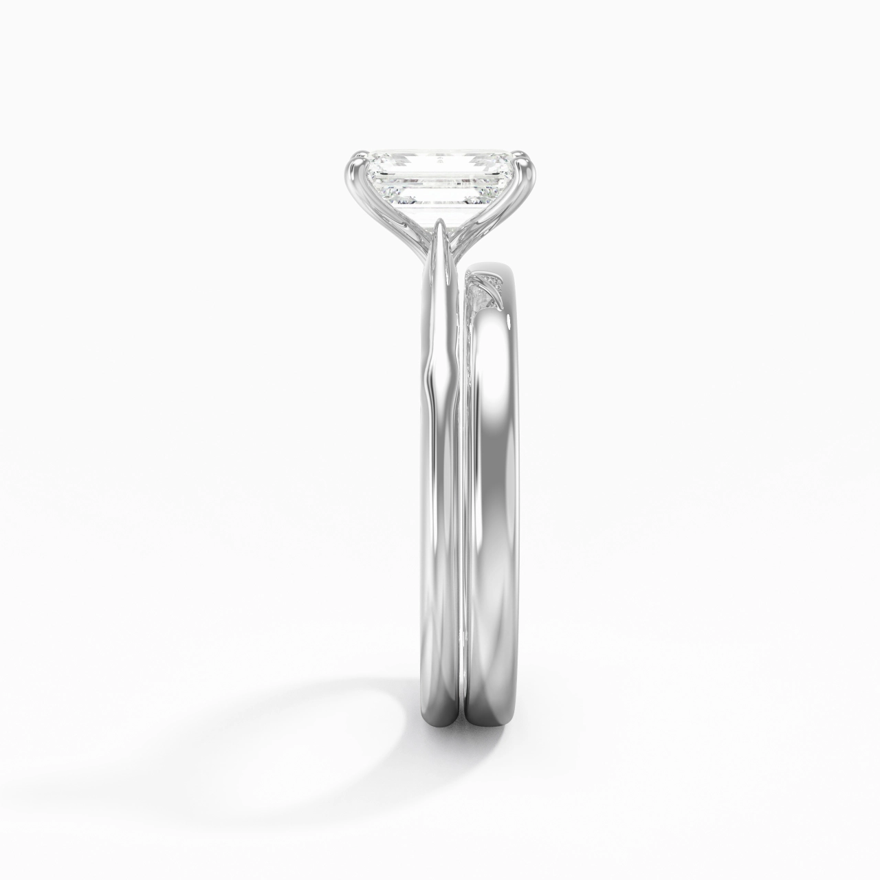 14K White Gold Solitaire Traditional Shank Bridal Set