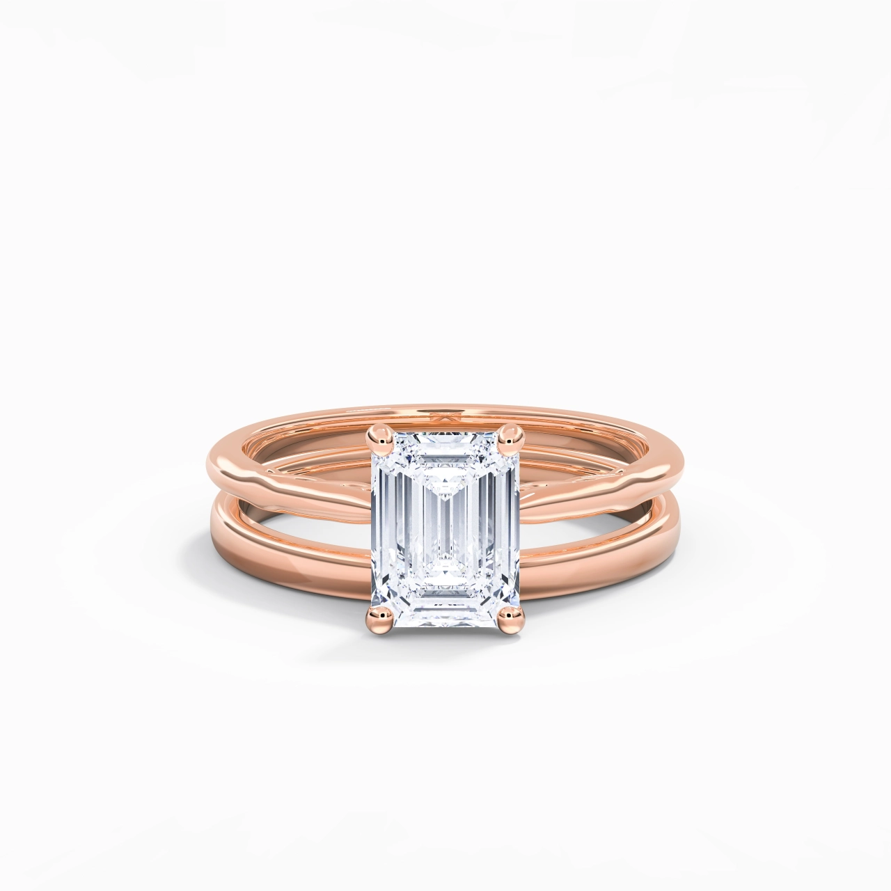 18K Rose Gold Solitaire Traditional Shank Bridal Set
