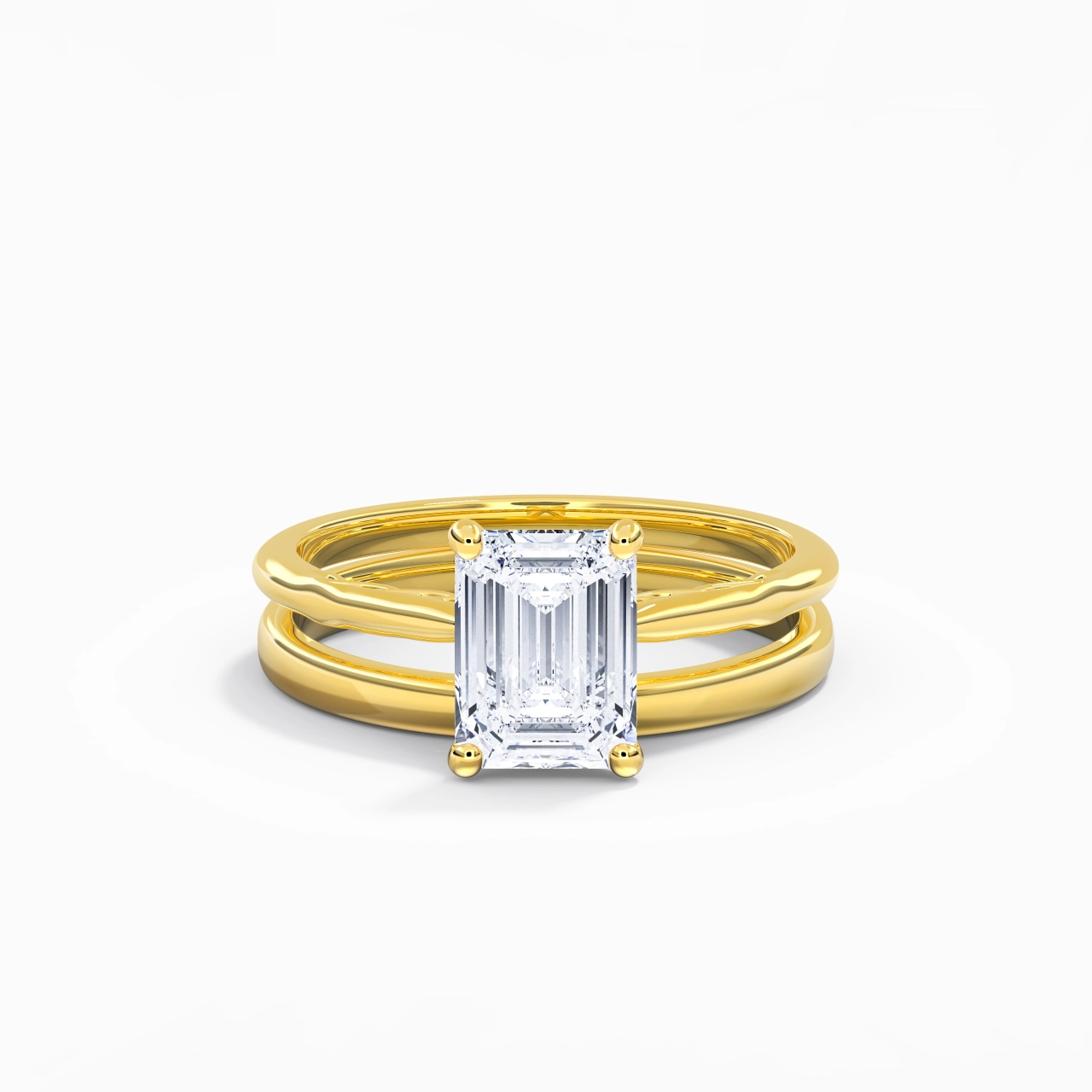 18K Gold Solitaire Traditional Shank Bridal Set
