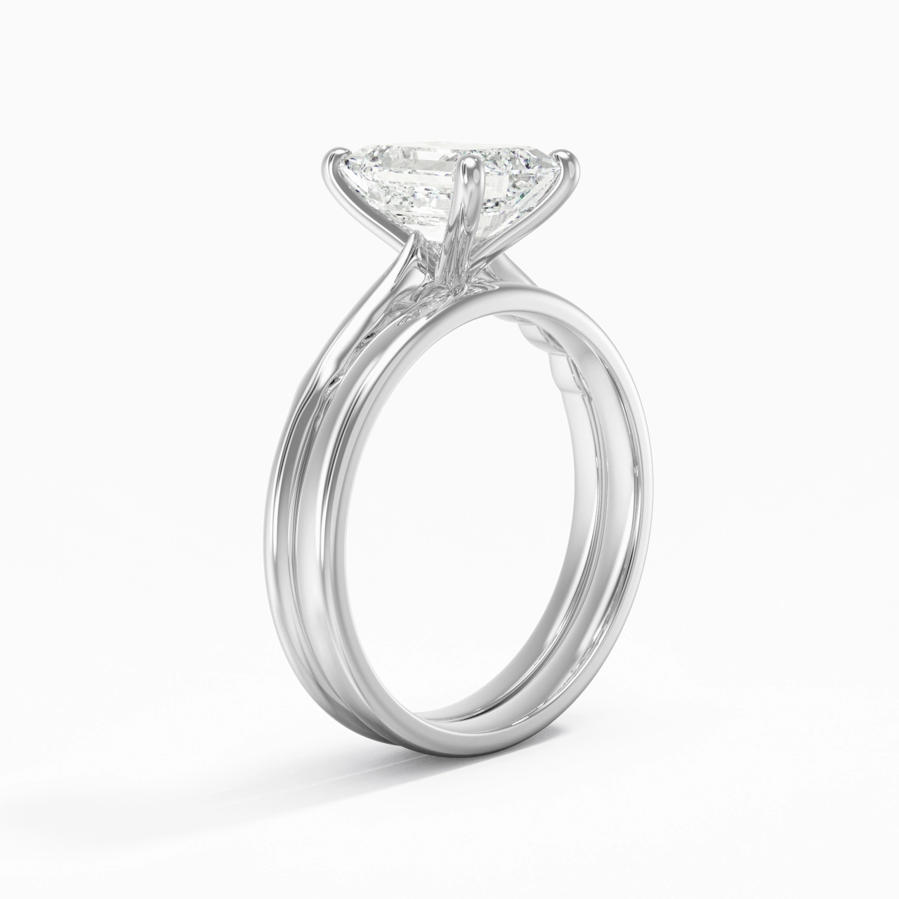 14K White Gold Solitaire Traditional Shank Bridal Set