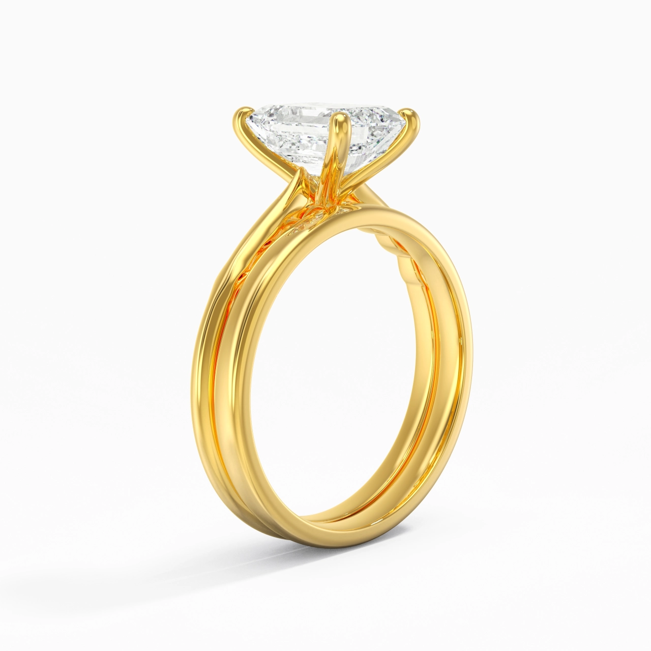 18K Gold Solitaire Traditional Shank Bridal Set