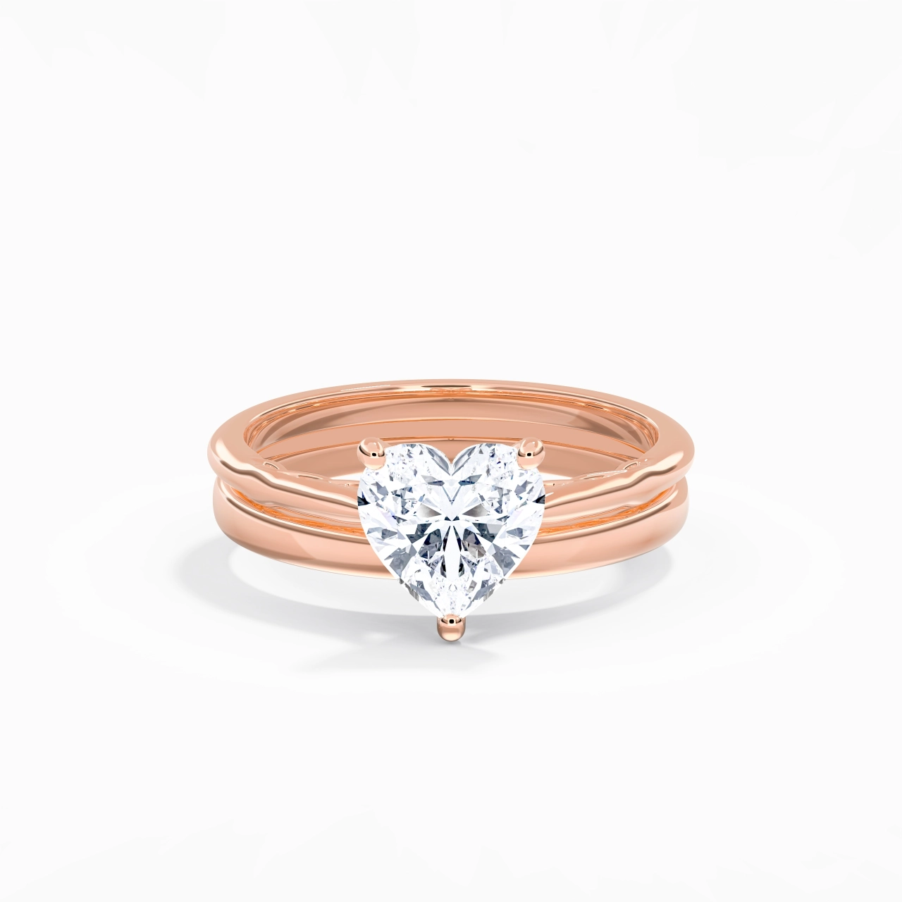 14K Rose Gold Solitaire Traditional Shank Bridal Set