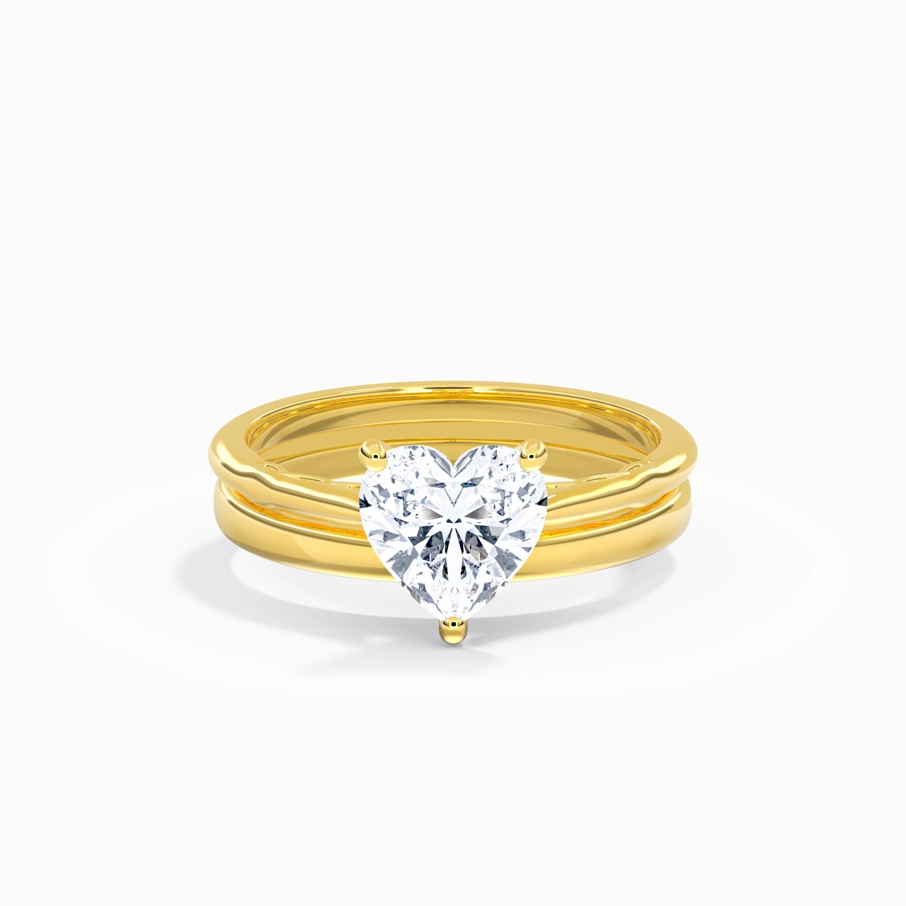 18K Gold Solitaire Traditional Shank Bridal Set