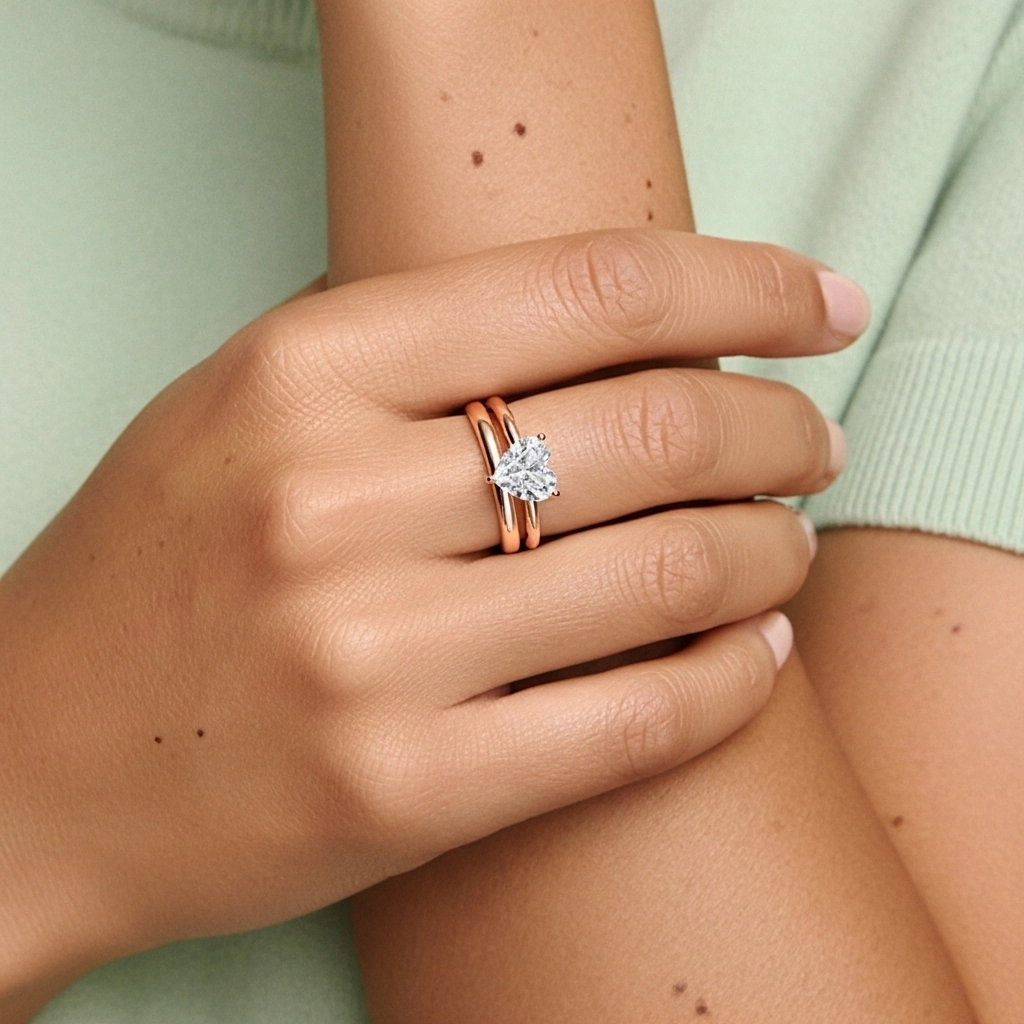 18K Rose Gold Solitaire Traditional Shank Bridal Set