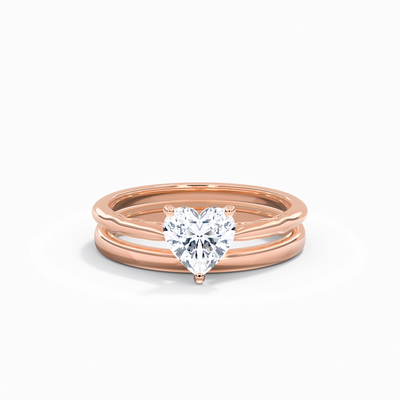 18K Rose Gold Solitaire Traditional Shank Bridal Set