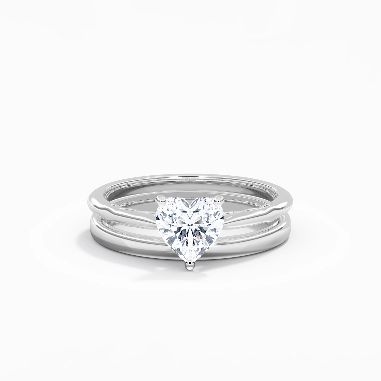 14K White Gold Solitaire Traditional Shank Bridal Set