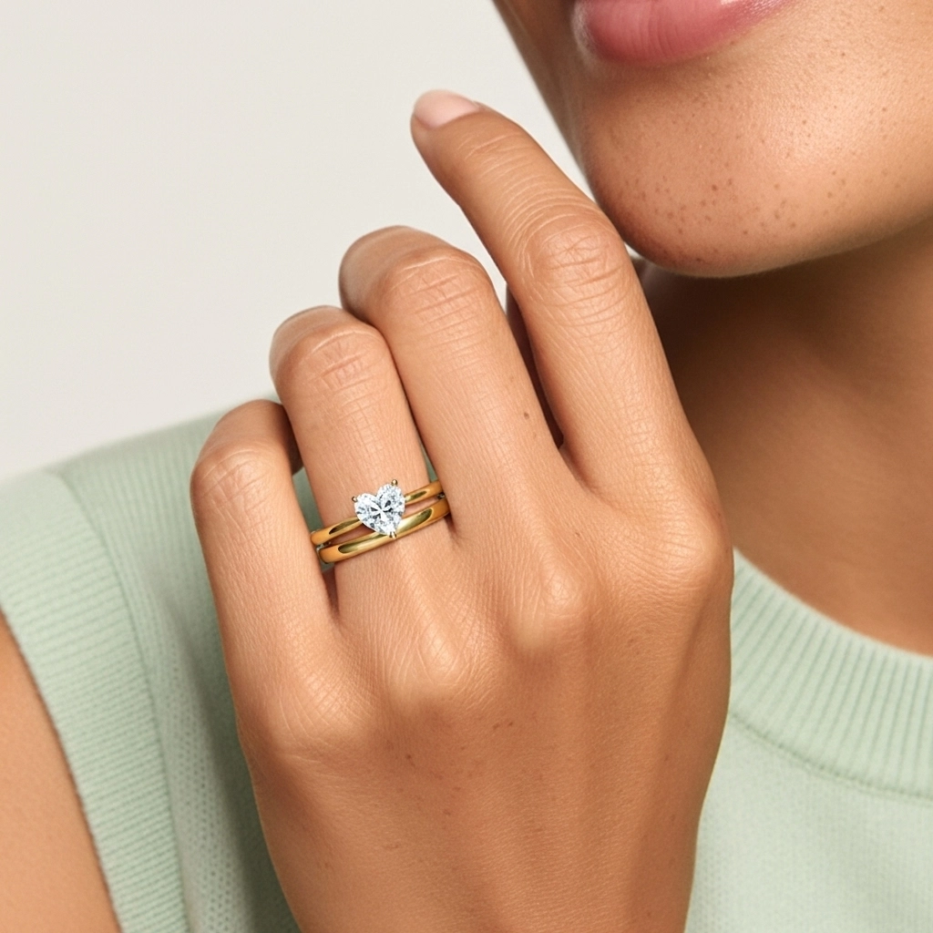 Oro 18K Solitario Pata tradicional Conjunto Nupcial