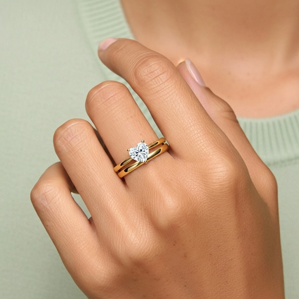 Oro 18K Solitario Pata tradicional Conjunto Nupcial