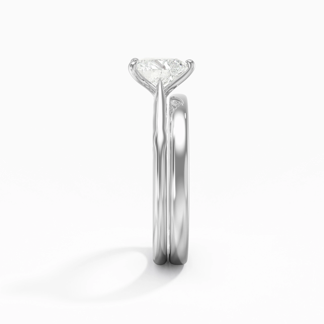 14K White Gold Solitaire Traditional Shank Bridal Set