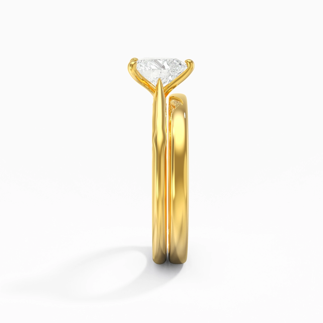 14K Gold Solitaire Traditional Shank Bridal Set