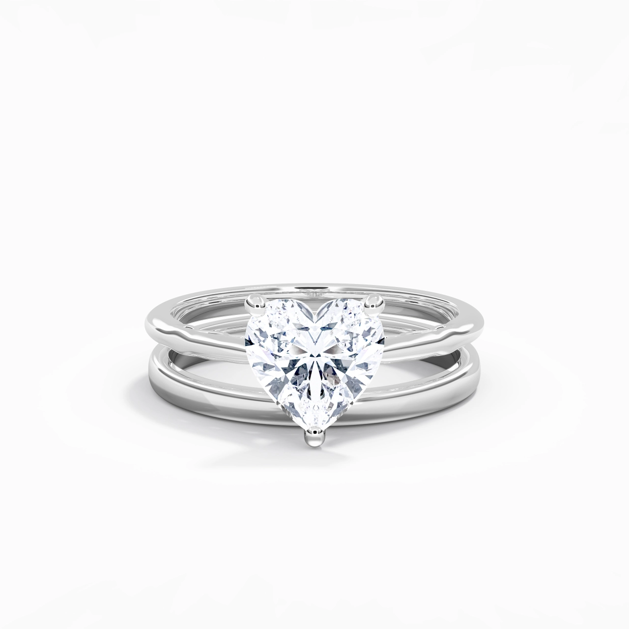 14K White Gold Solitaire Traditional Shank Bridal Set