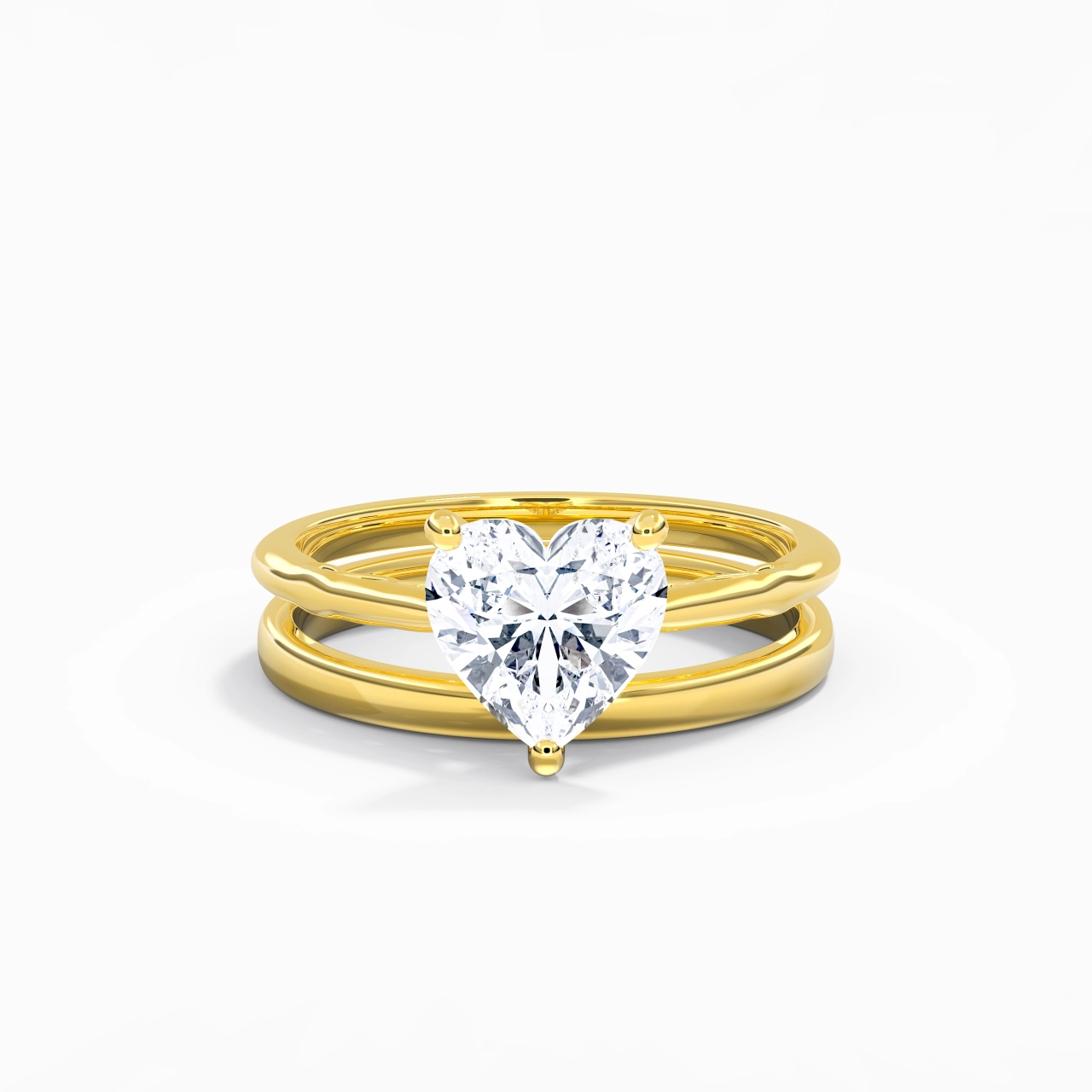 14K Gold Solitaire Traditional Shank Bridal Set