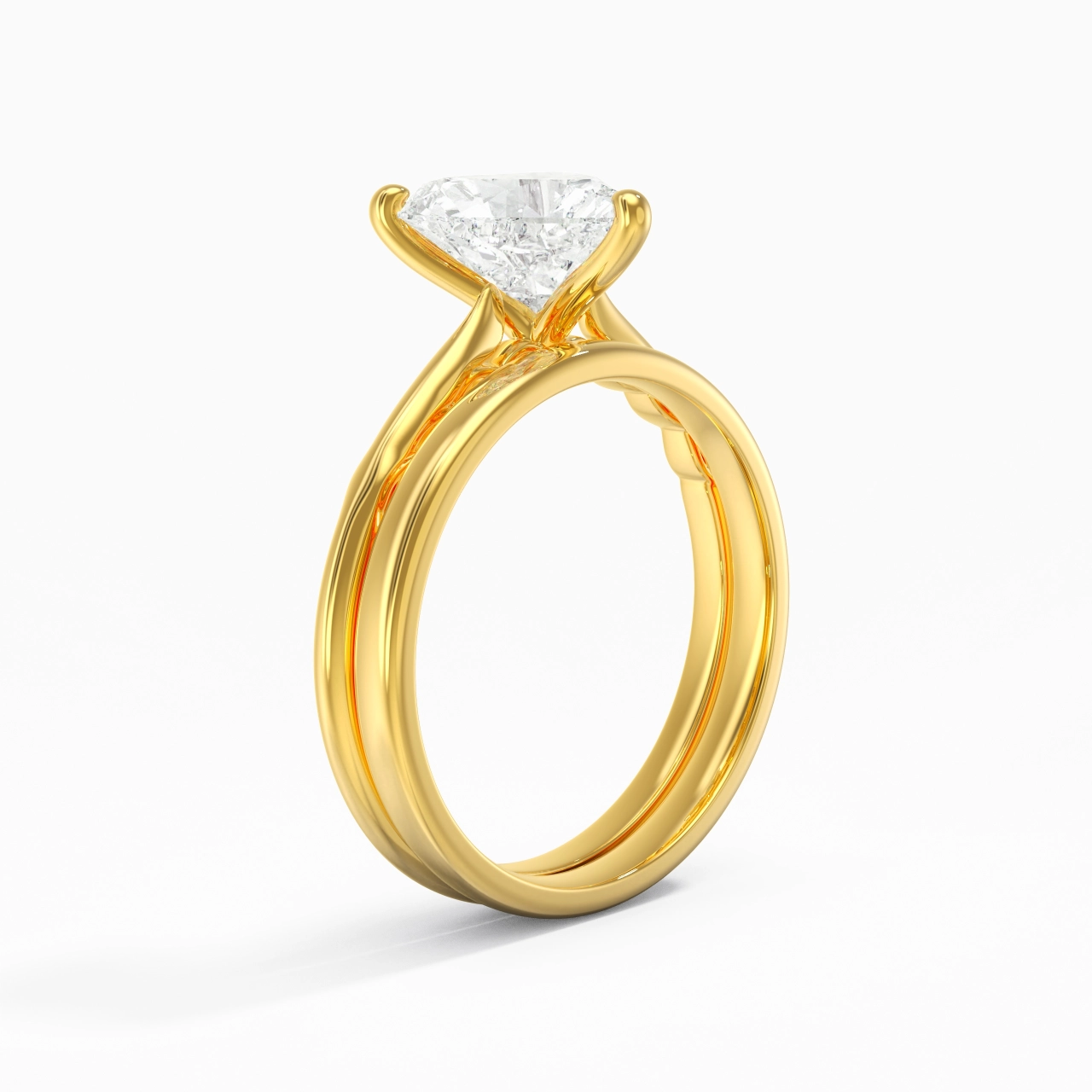 14K Gold Solitaire Traditional Shank Bridal Set