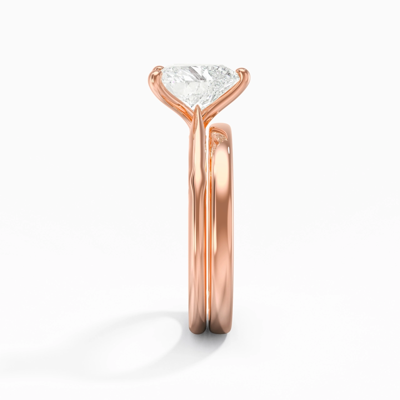 14K Rose Gold Solitaire Traditional Shank Bridal Set