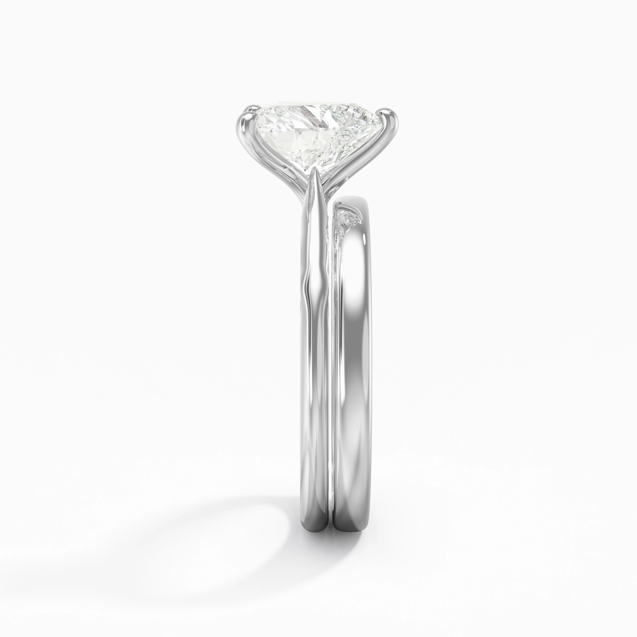 14K White Gold Solitaire Traditional Shank Bridal Set