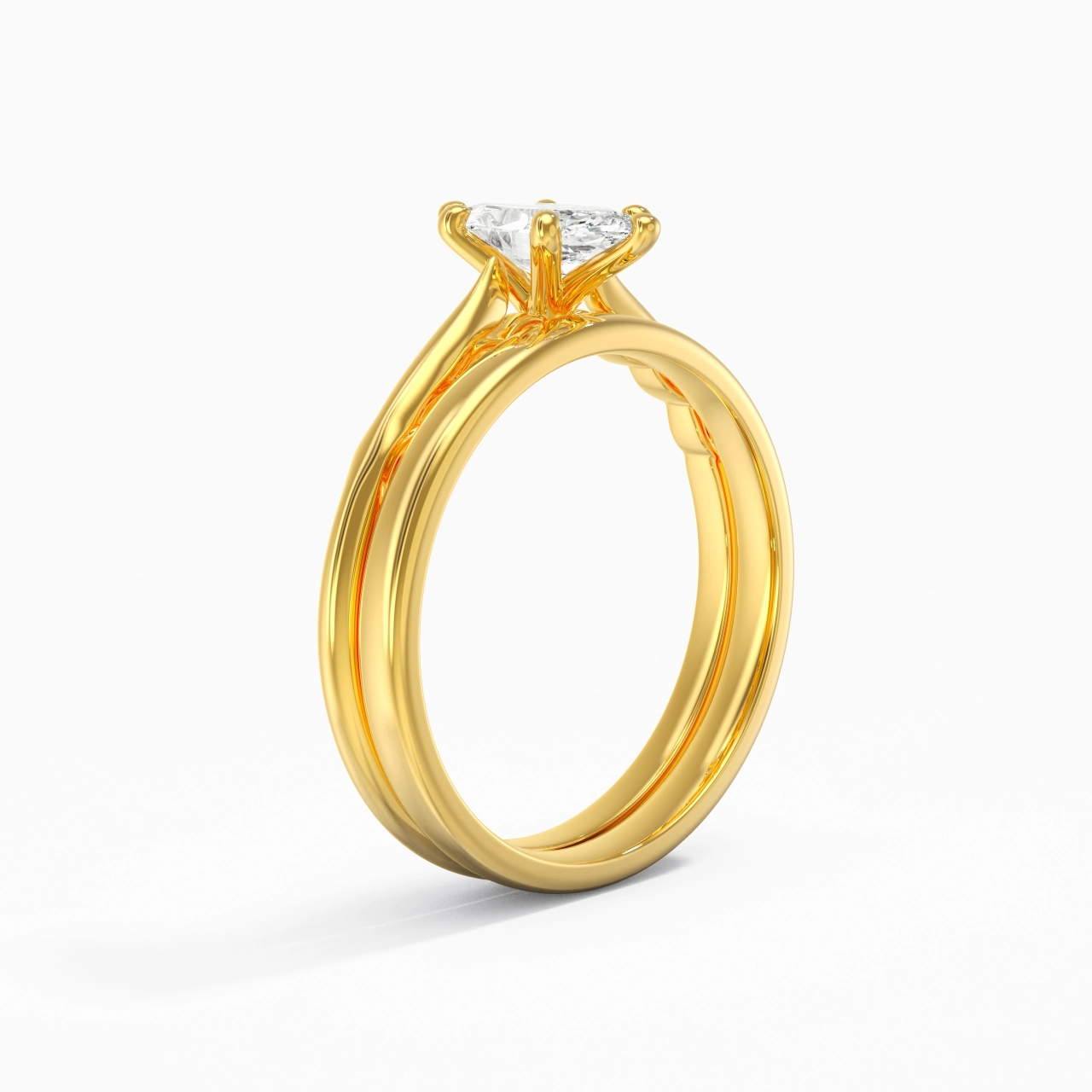 18K Gold Solitaire Traditional Shank Bridal Set