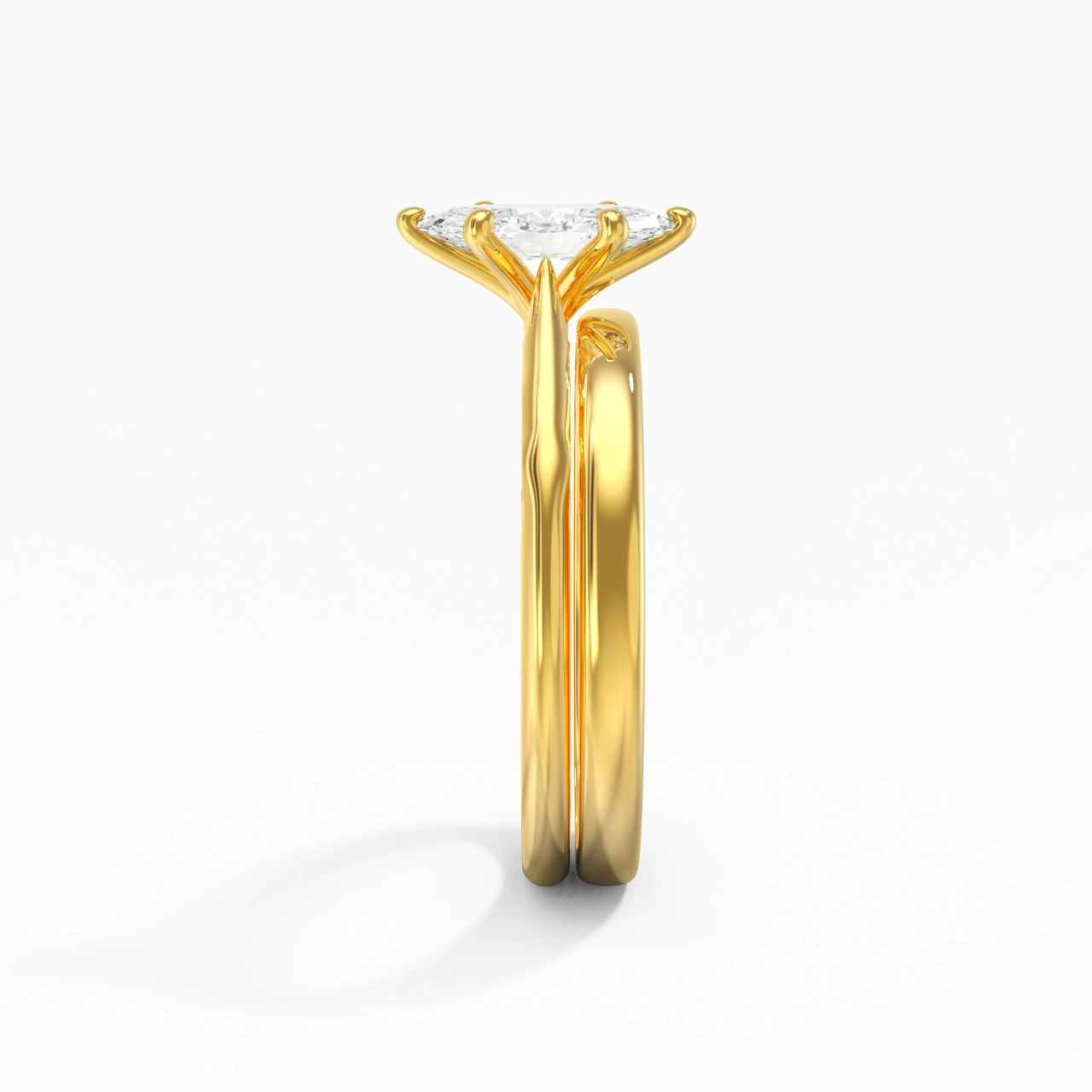 18K Gold Solitaire Traditional Shank Bridal Set