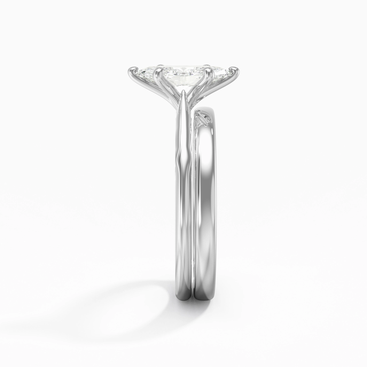 18K White Gold Solitaire Traditional Shank Bridal Set
