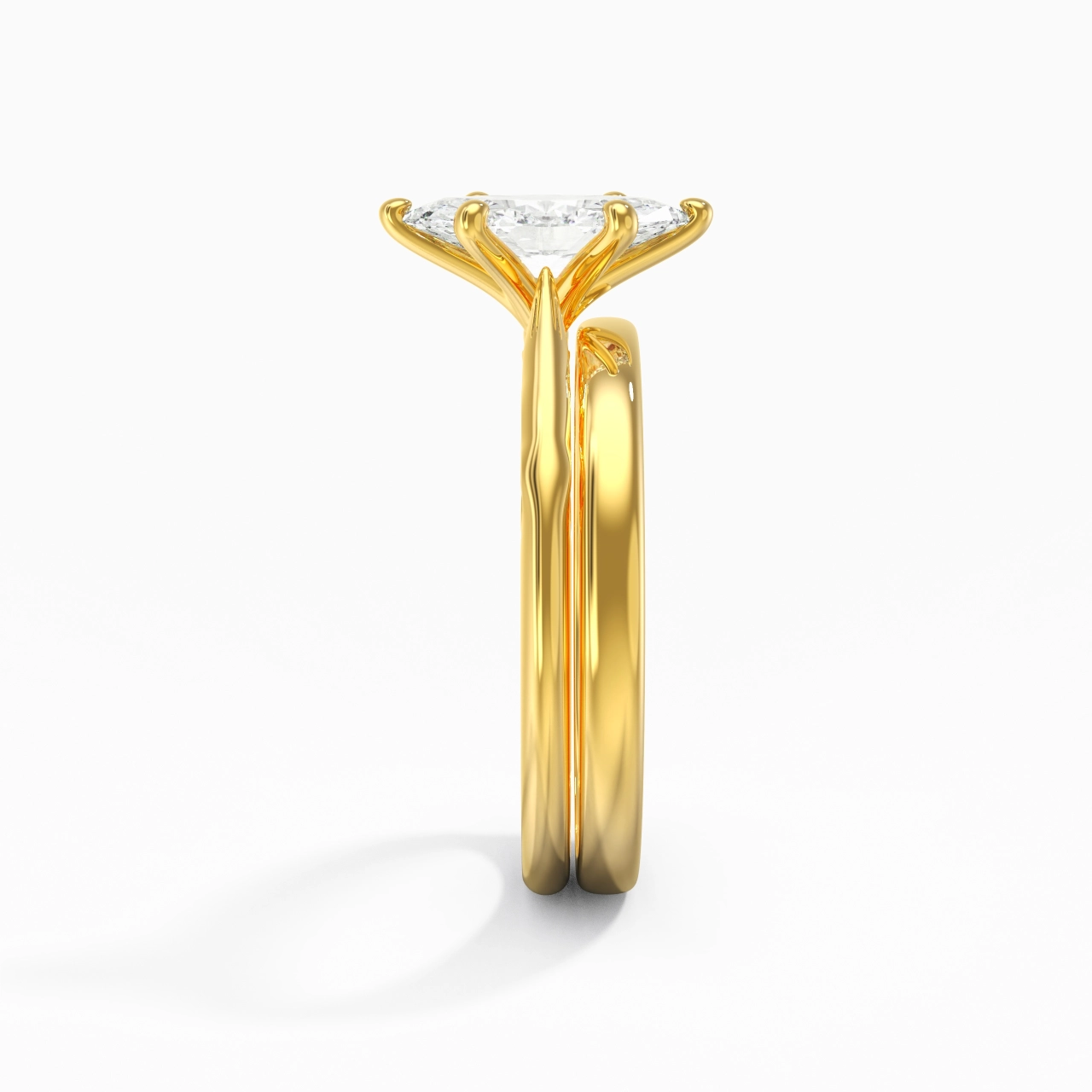 18K Gold Solitaire Traditional Shank Bridal Set