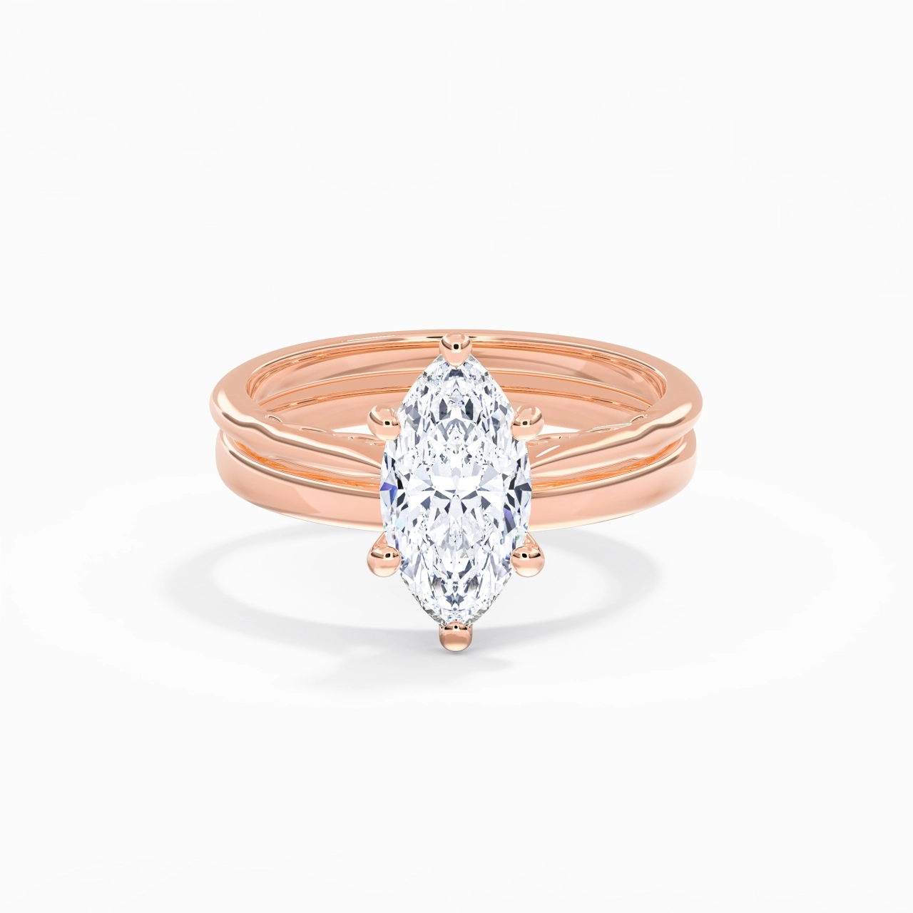 14K Rose Gold Solitaire Traditional Shank Bridal Set