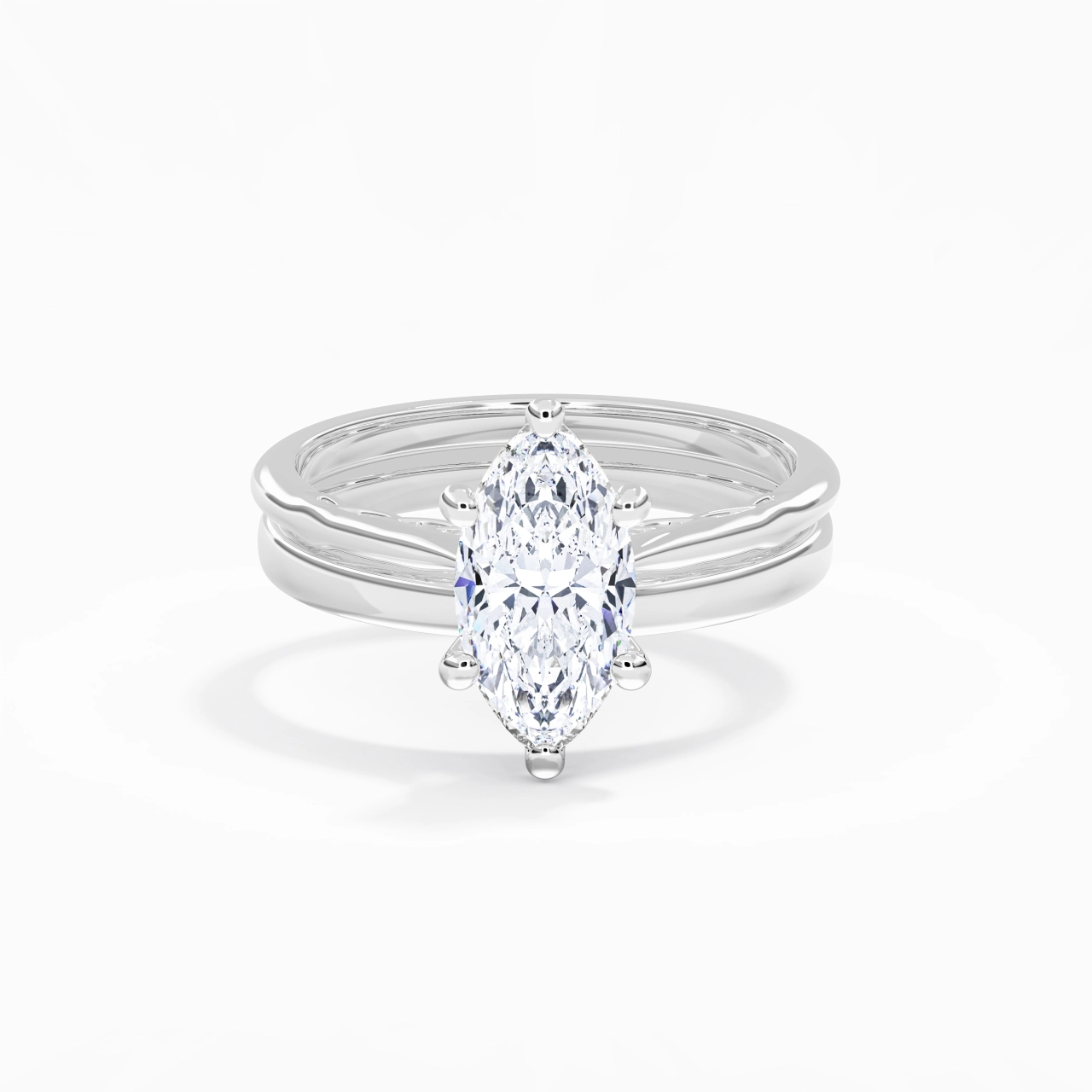 14K White Gold Solitaire Traditional Shank Bridal Set