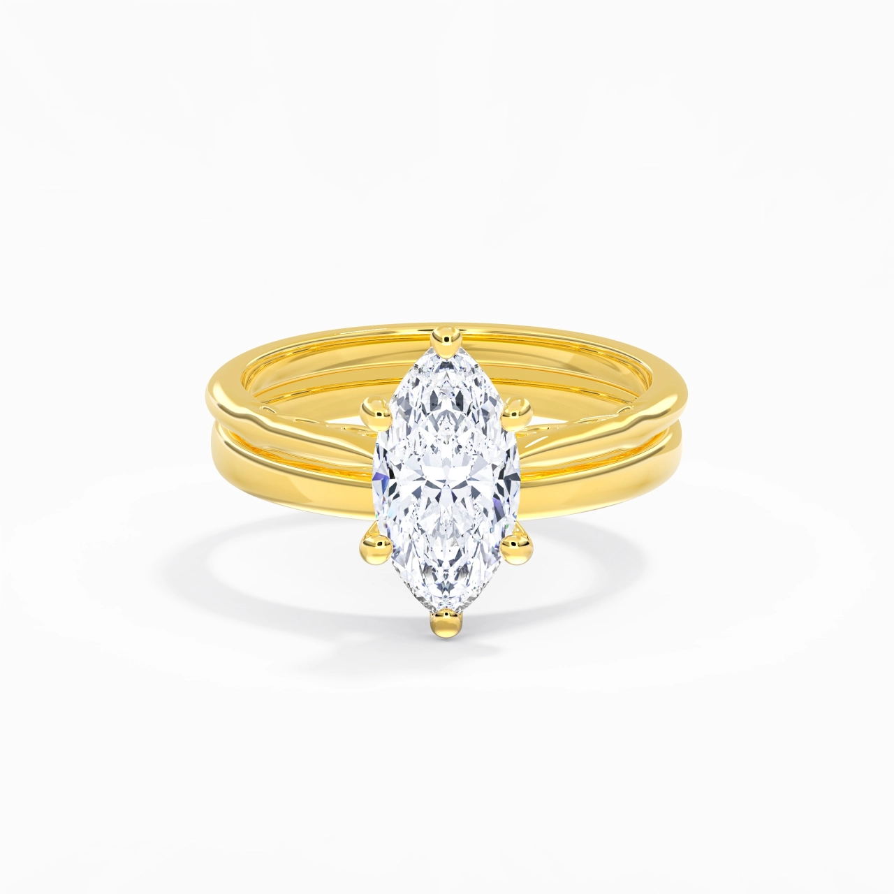 18K Gold Solitaire Traditional Shank Bridal Set