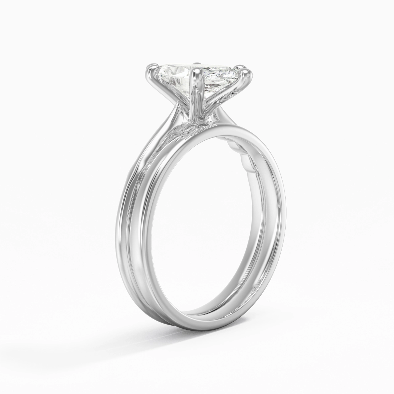 14K White Gold Solitaire Traditional Shank Bridal Set