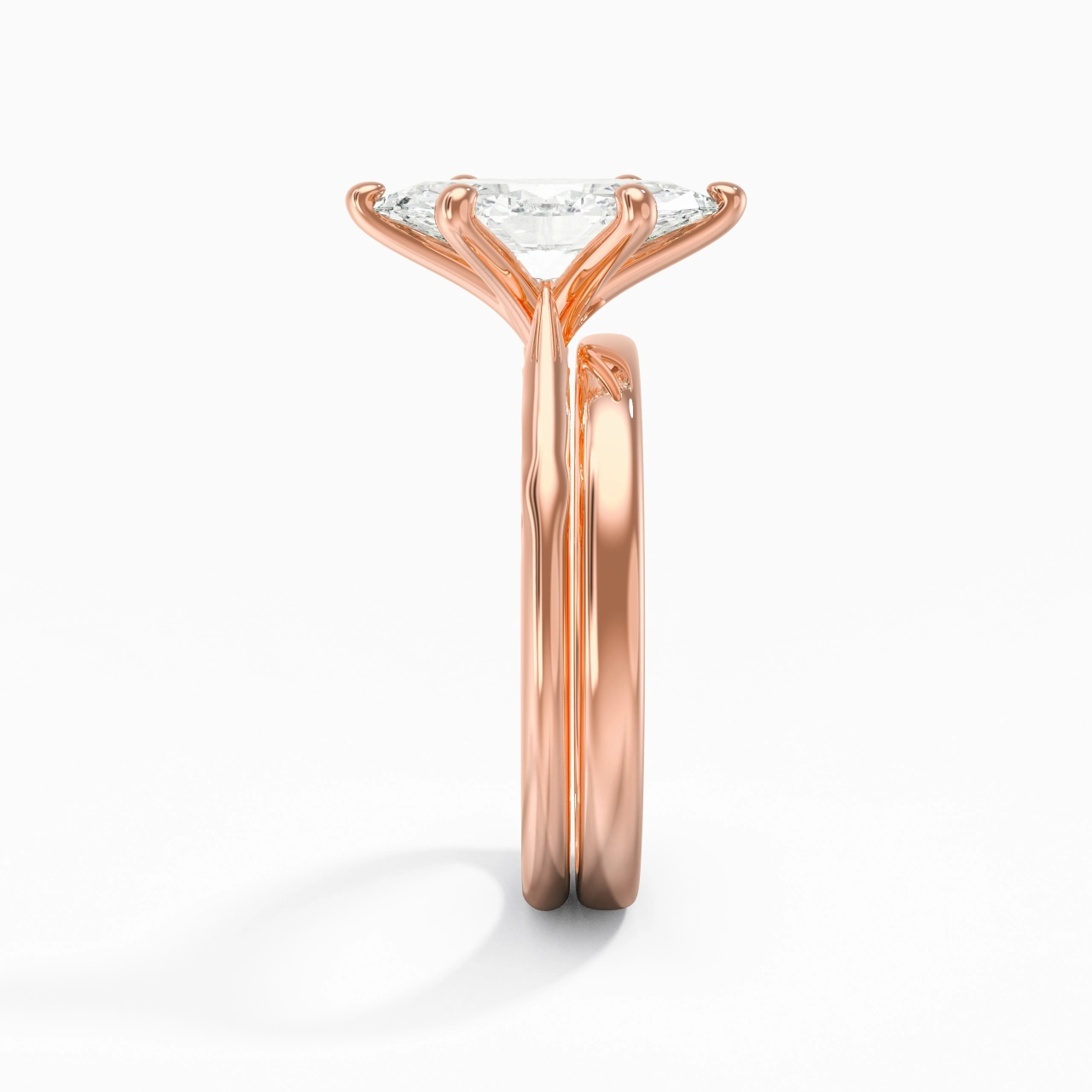 14K Rose Gold Solitaire Traditional Shank Bridal Set