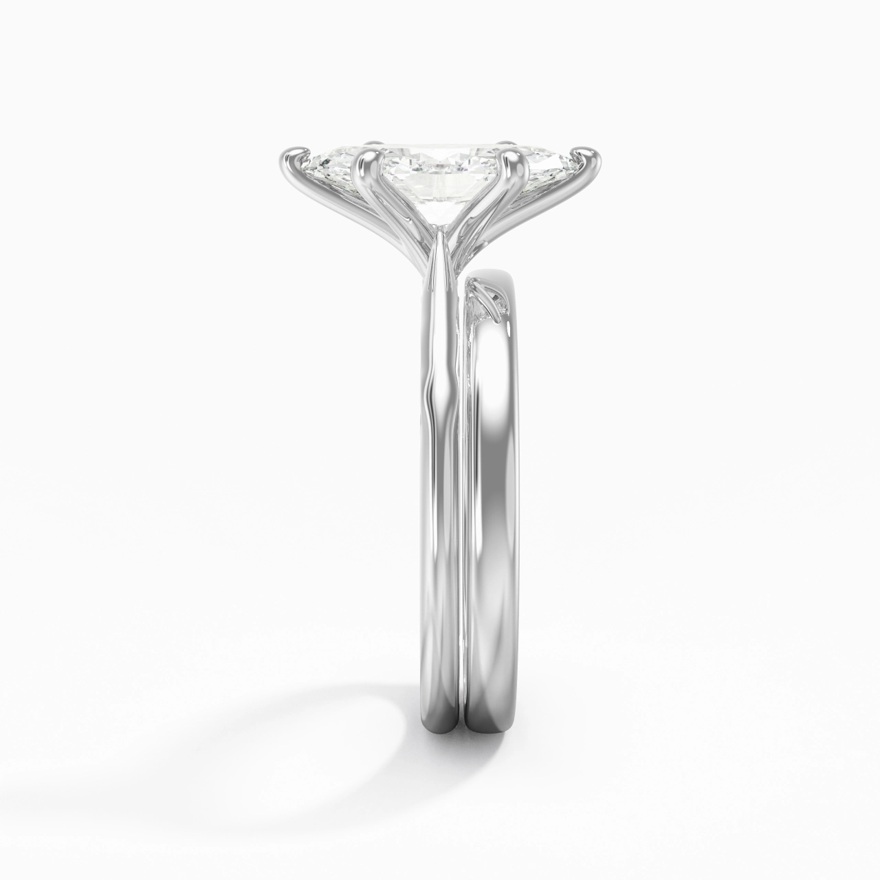 14K White Gold Solitaire Traditional Shank Bridal Set