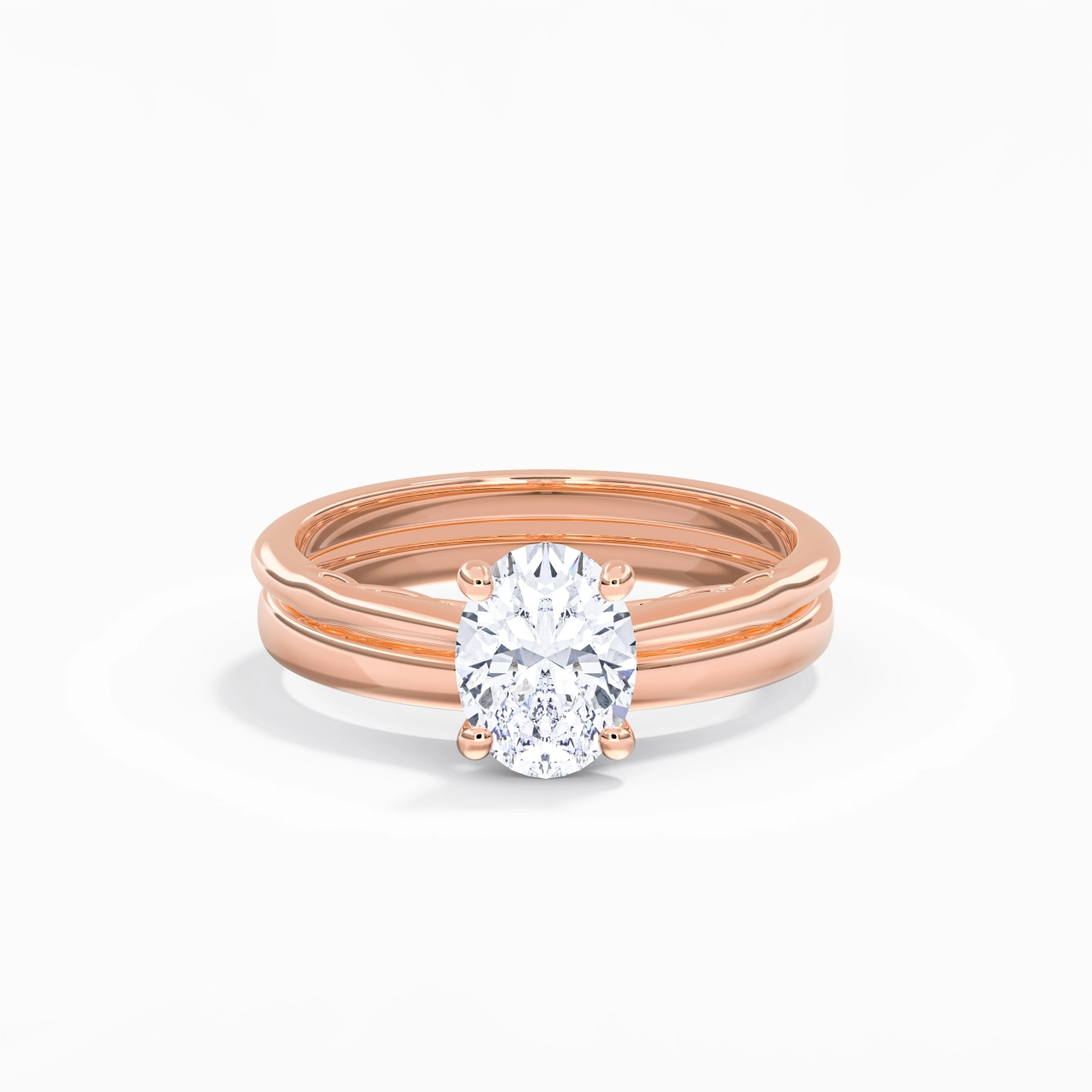 18K Rose Gold Solitaire Traditional Shank Bridal Set