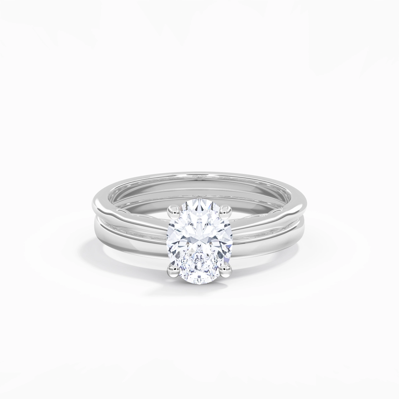 14K White Gold Solitaire Traditional Shank Bridal Set