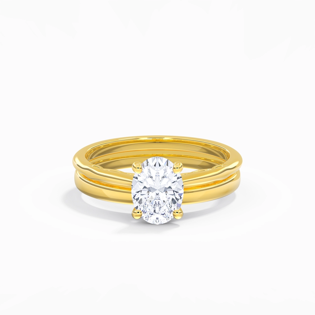 18K Gold Solitaire Traditional Shank Bridal Set
