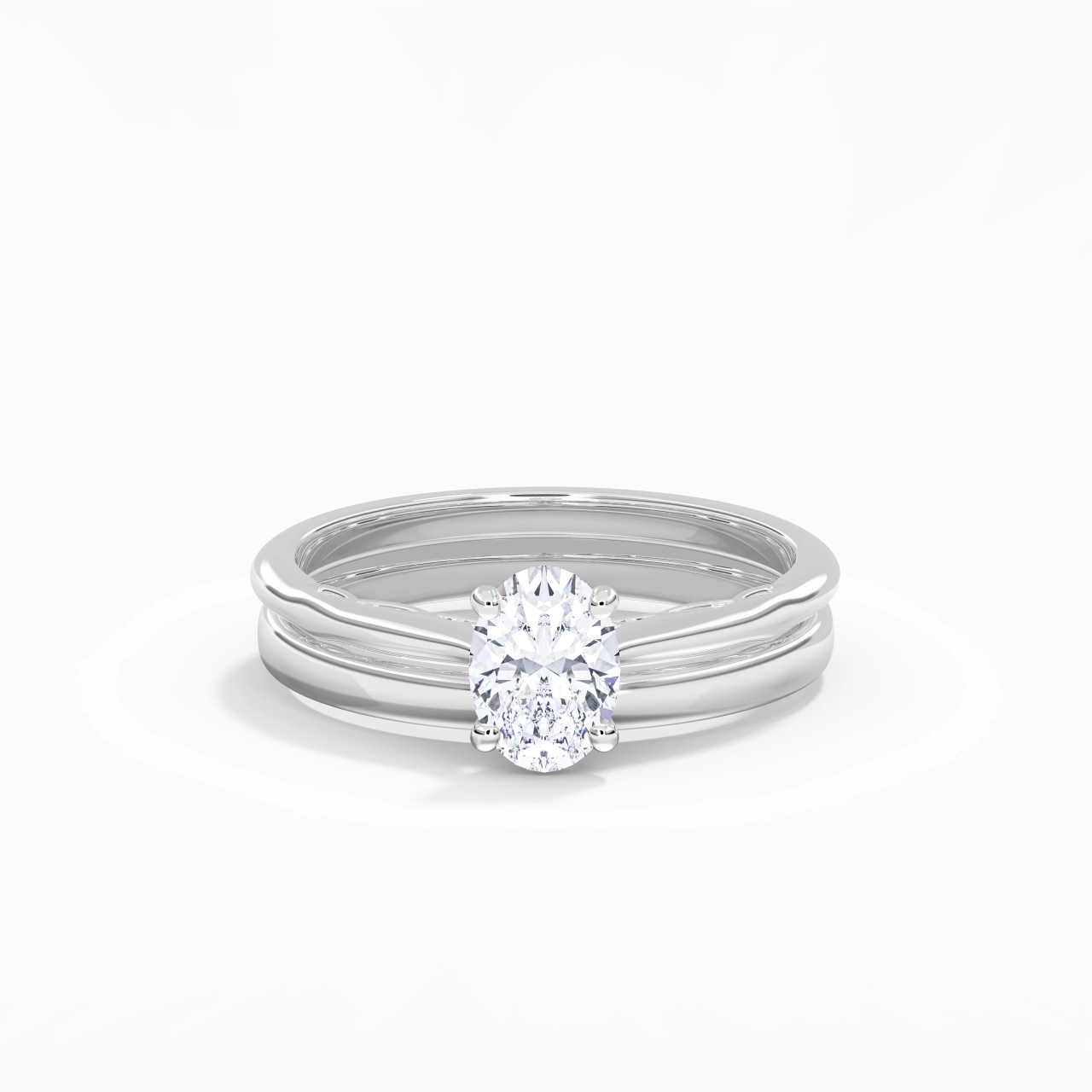 14K White Gold Solitaire Traditional Shank Bridal Set