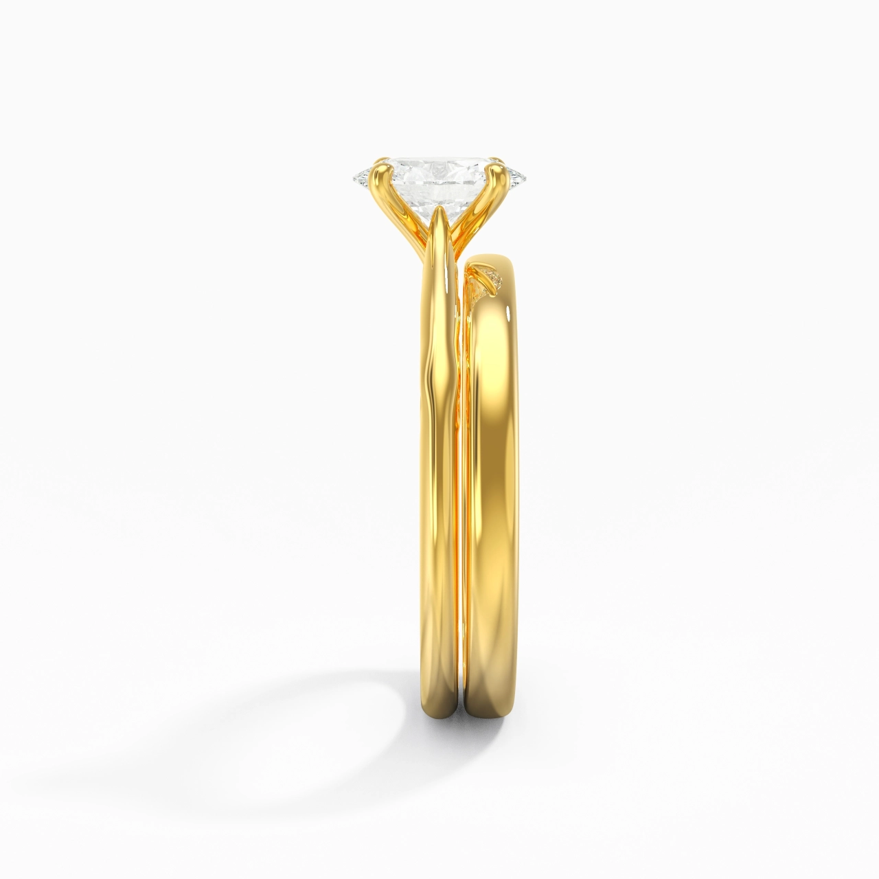 14K Gold Solitaire Traditional Shank Bridal Set