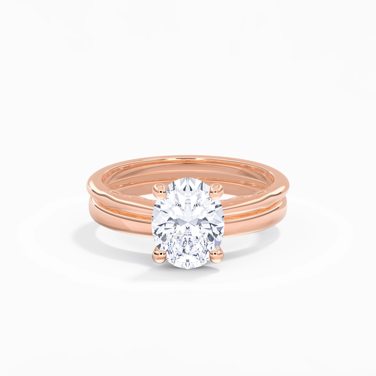14K Rose Gold Solitaire Traditional Shank Bridal Set