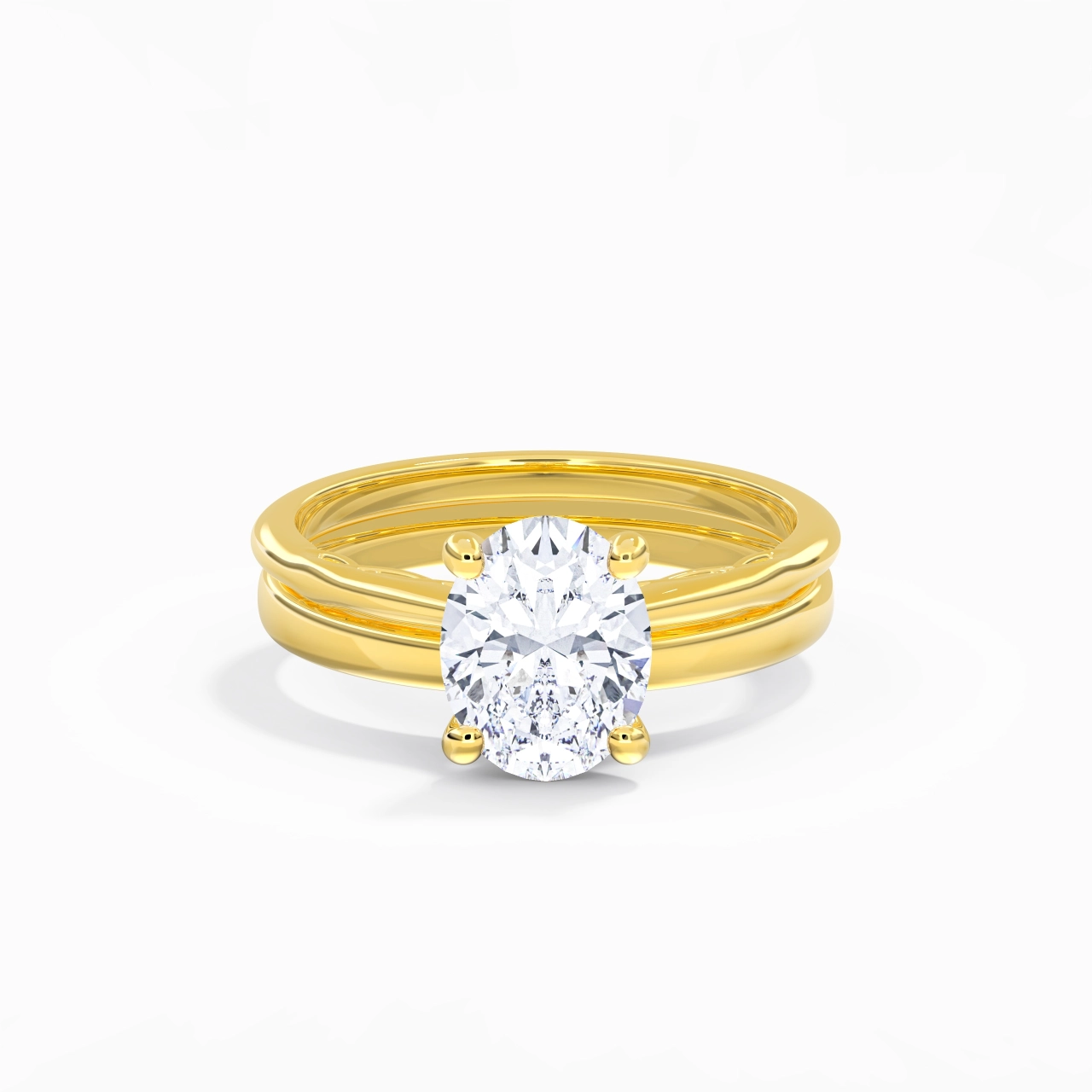 18K Gold Solitaire Traditional Shank Bridal Set