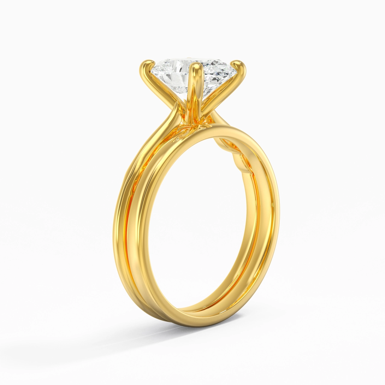 18K Gold Solitaire Traditional Shank Bridal Set
