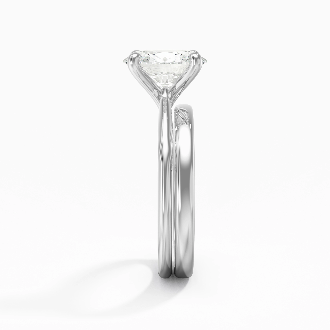 14K White Gold Solitaire Traditional Shank Bridal Set