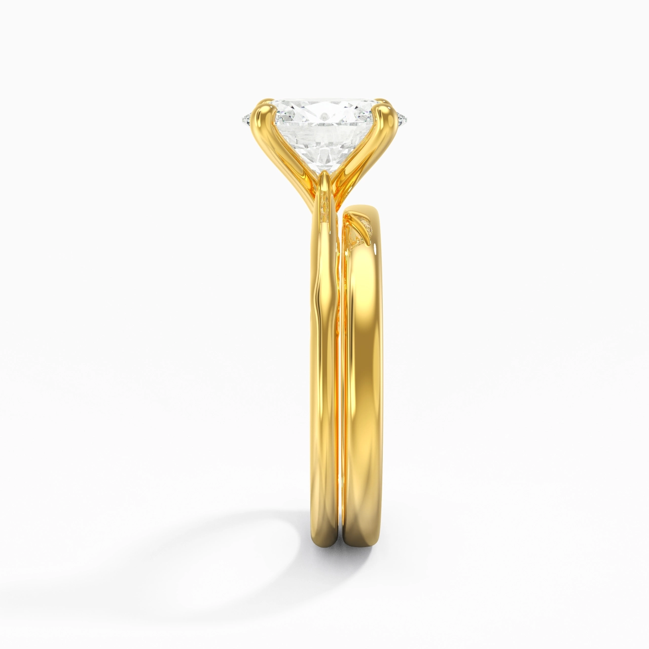 18K Gold Solitaire Traditional Shank Bridal Set