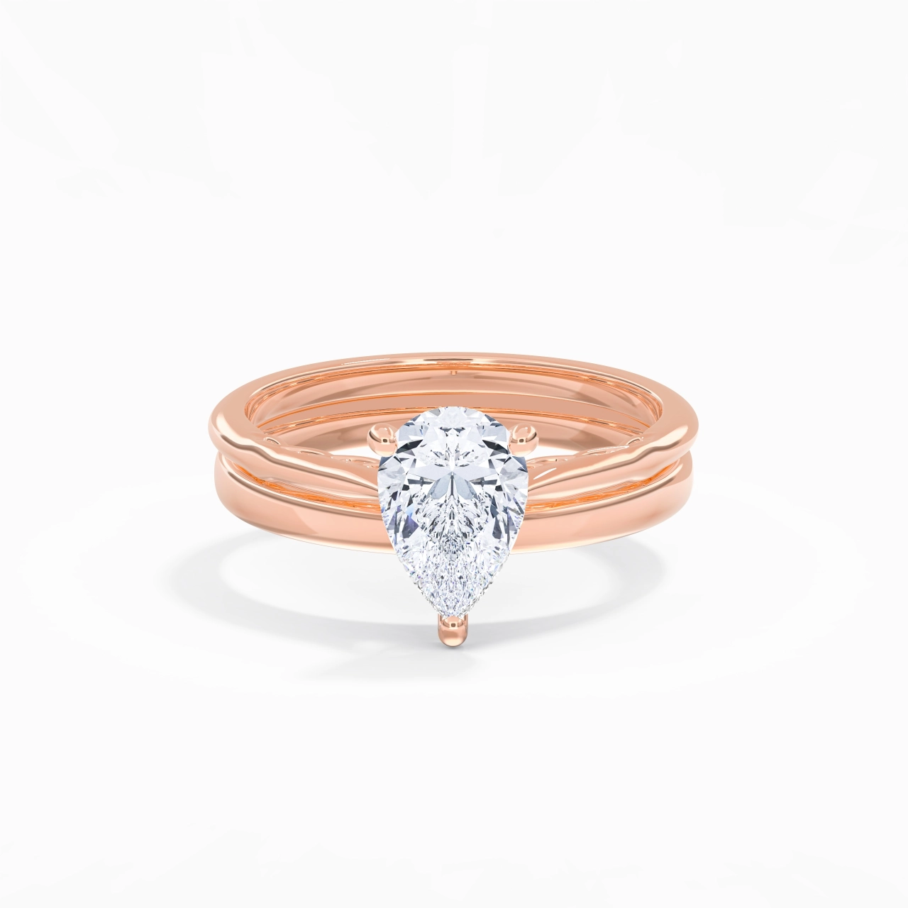 14K Rose Gold Solitaire Traditional Shank Bridal Set