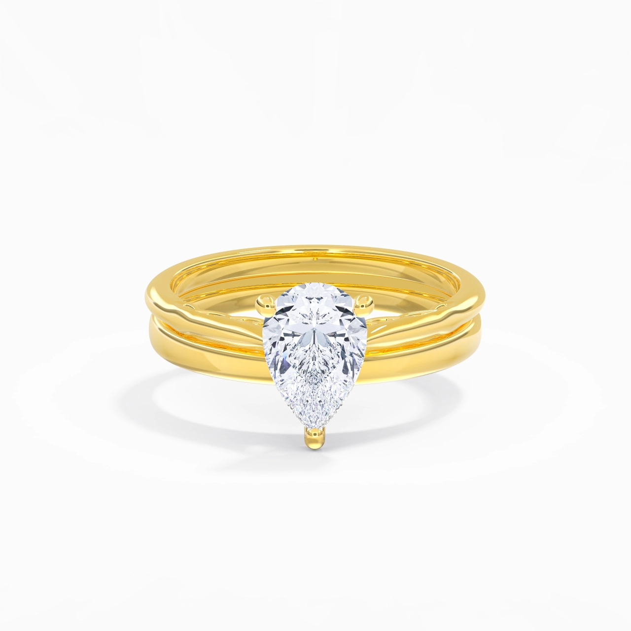 14K Gold Solitaire Traditional Shank Bridal Set