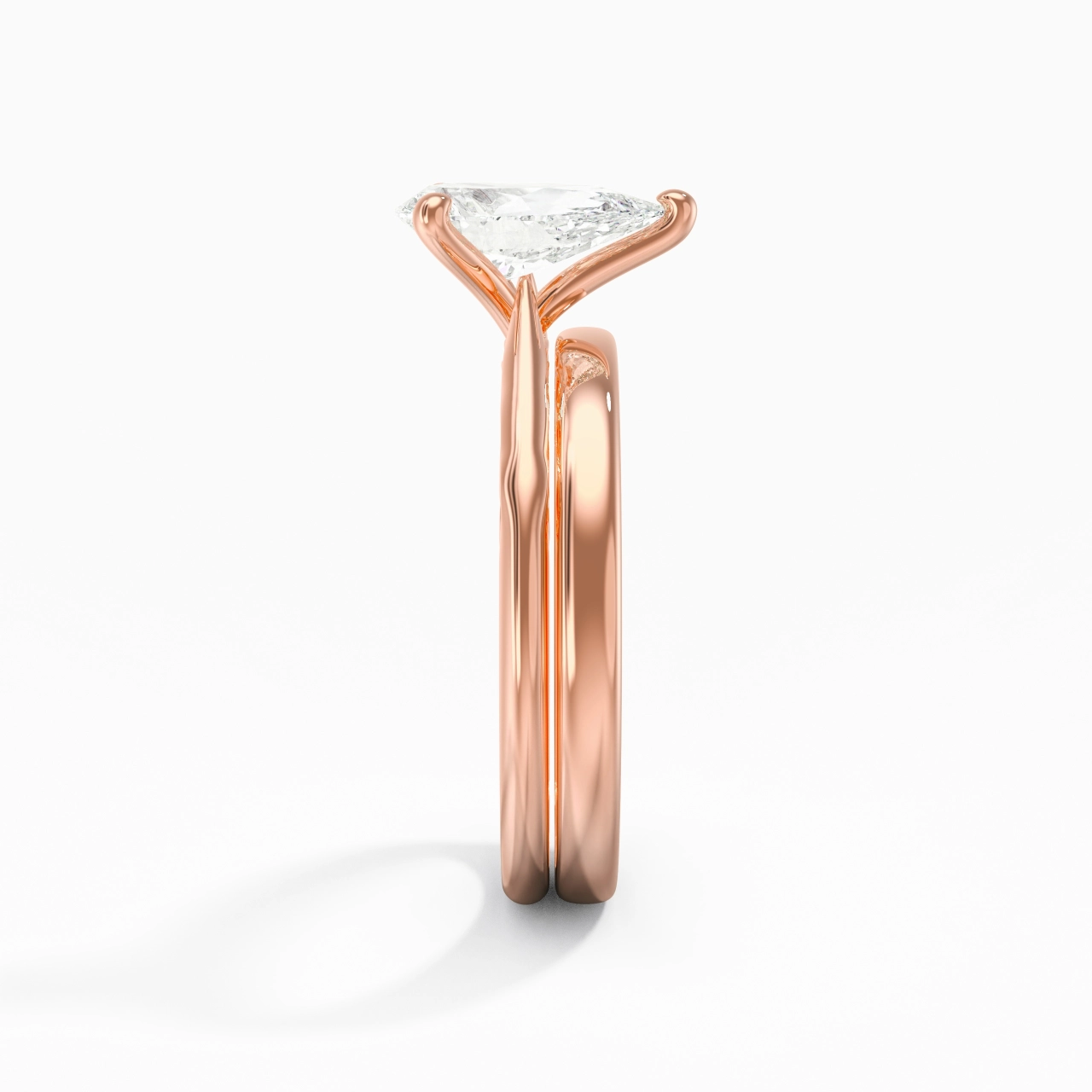 14K Rose Gold Solitaire Traditional Shank Bridal Set