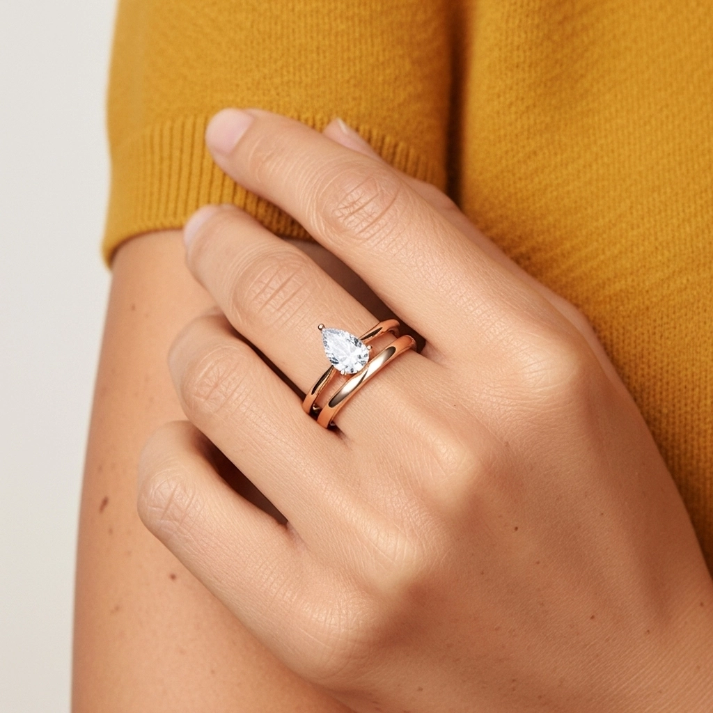 18K Rose Gold Solitaire Traditional Shank Bridal Set