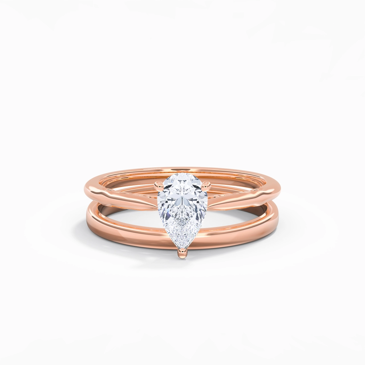 14K Rose Gold Solitaire Traditional Shank Bridal Set