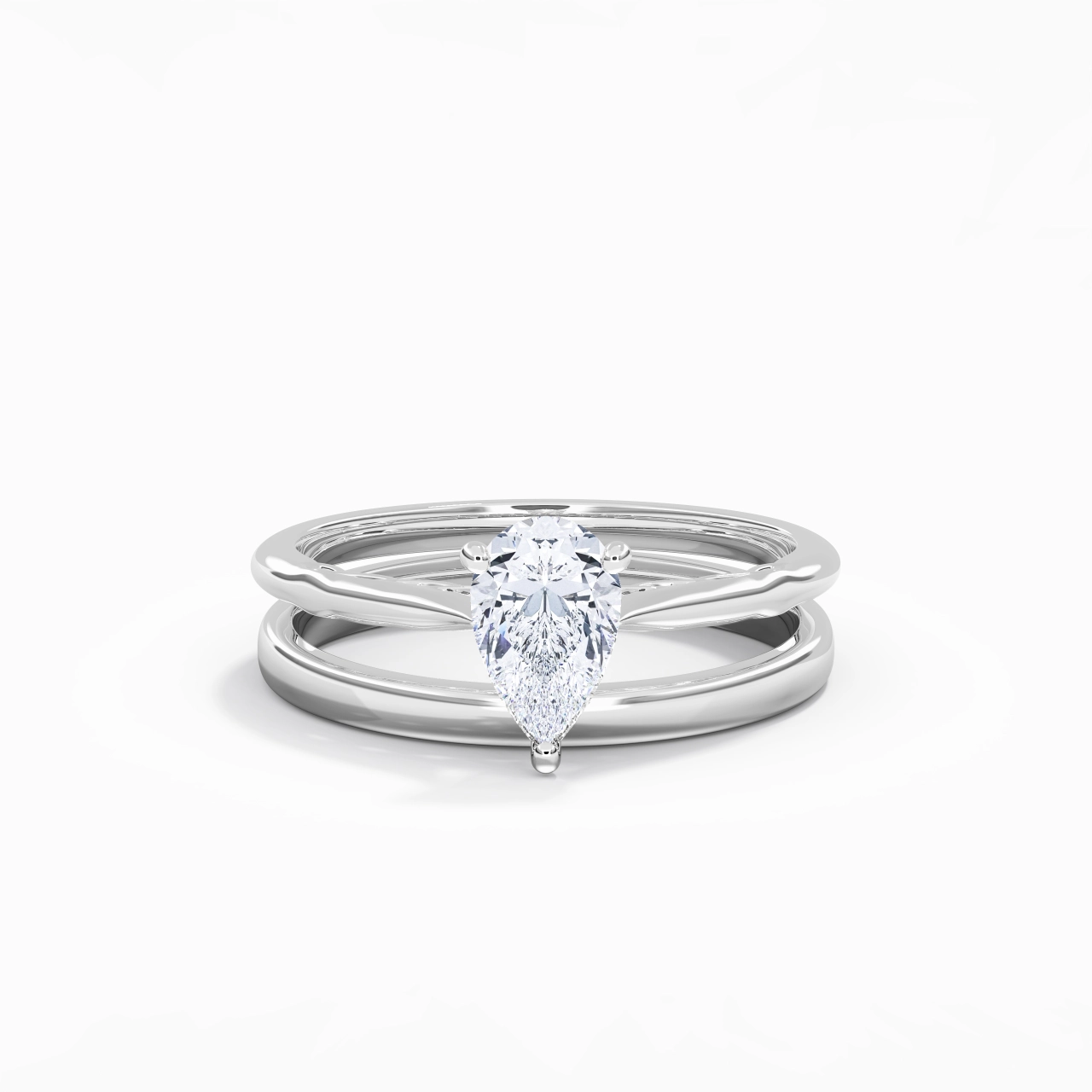 14K White Gold Solitaire Traditional Shank Bridal Set